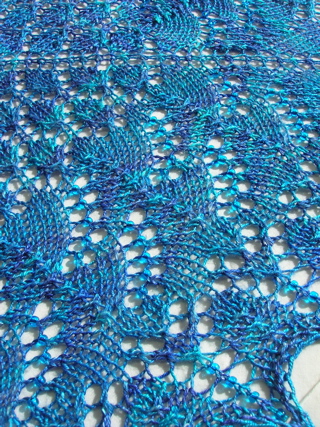 Pattern: Swallowtail Shawl by Evelyn Clark. Yarn: Handmaiden Sea Silk