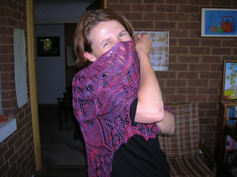 Andrea wearing her shawl