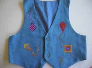 Cross-stitched kite waistcoat