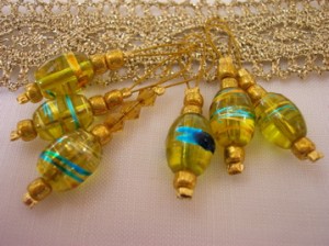 Yellow and gold glass bead stitch markers