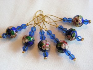 Cloisonné and glass bead knitting stitch markers