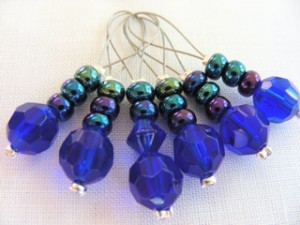 Rich blue glass bead stitchmarkers
